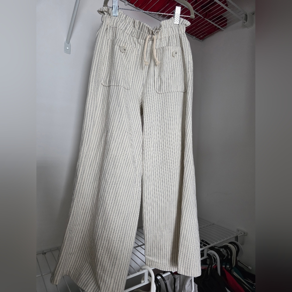 ZARA Linen Striped Pants